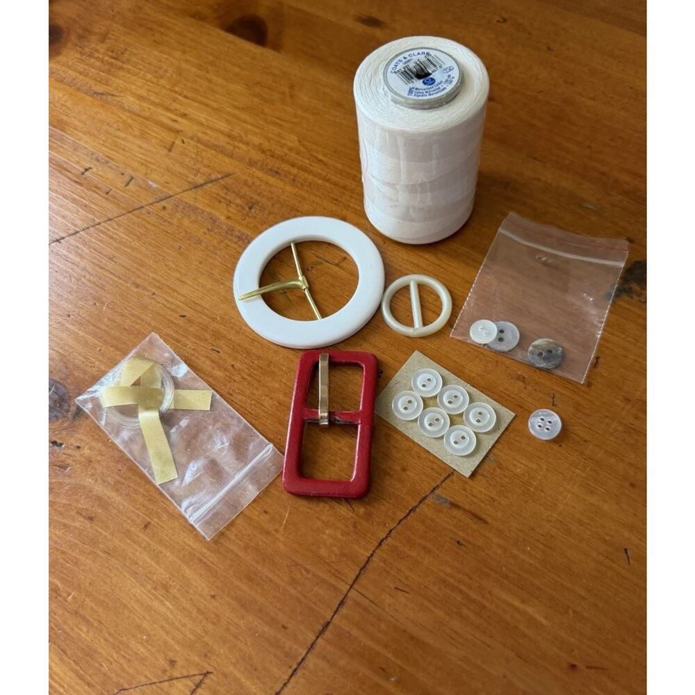 Vintage Sewing Notions Lot Tools Trims Snaps Elastic Thimble Scissor Craft Bundl - Picture 6 of 12